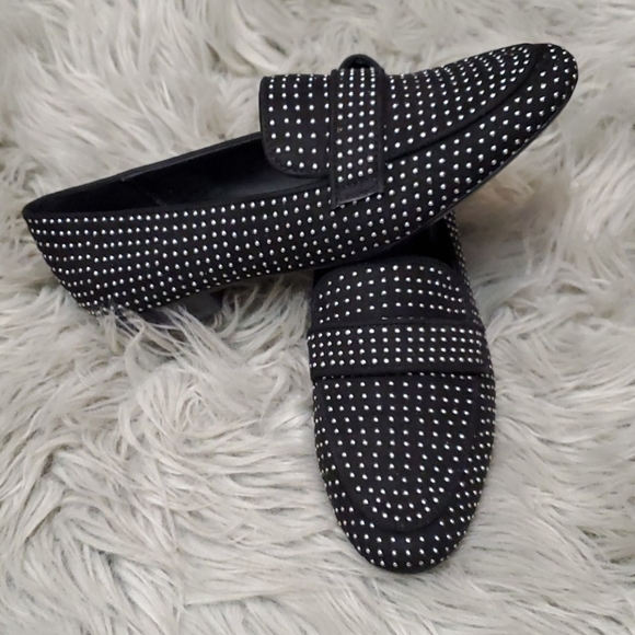 Silver Studded Black Loafers - Picture 2 of 5